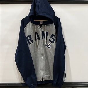 NFL RAMS Gray and Navy Zip-Up Hoodie